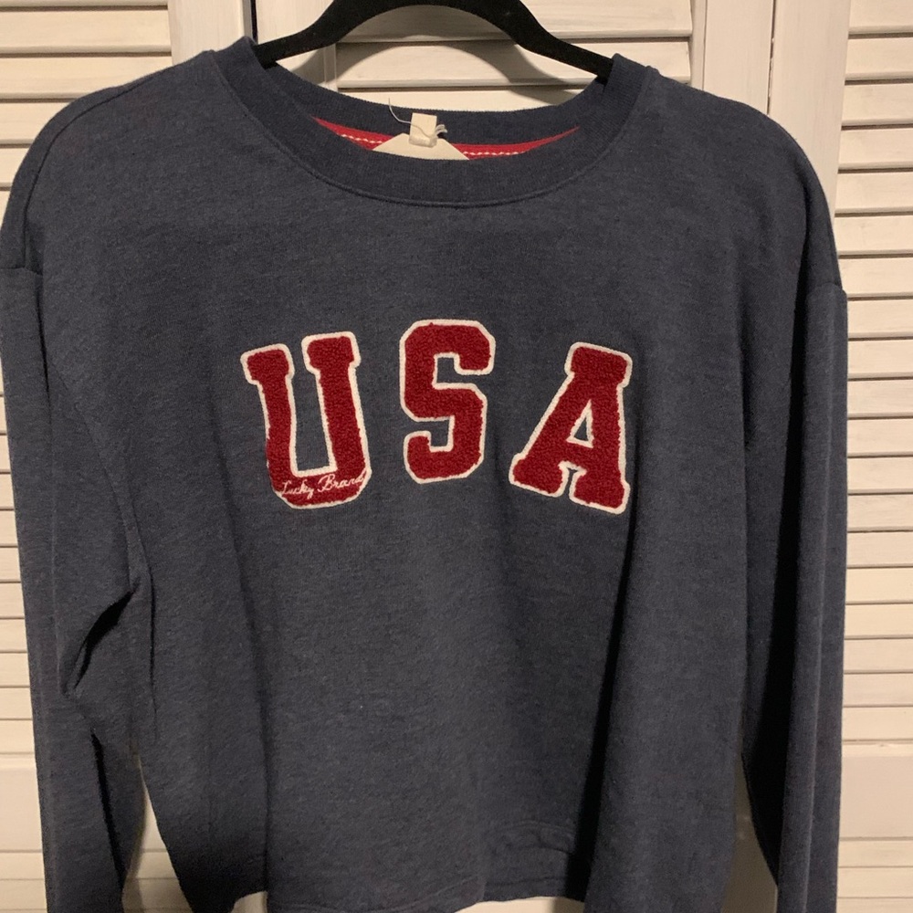 Lucky Brand Navy Sweatshirt with Red Trim